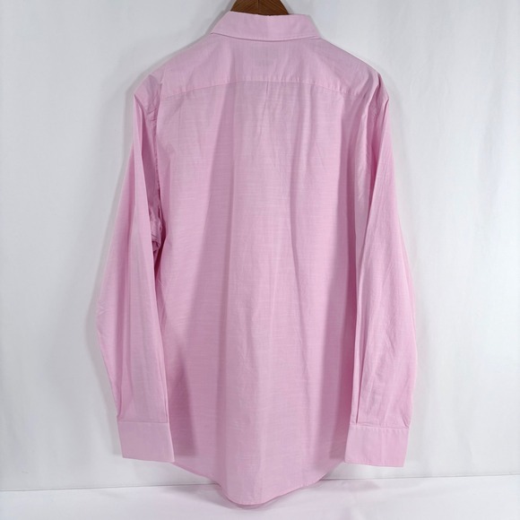 Thomas Dean Button Down Shirt Pink XXL Slub Cotton Long Sleeve Mens - Picture 3 of 8